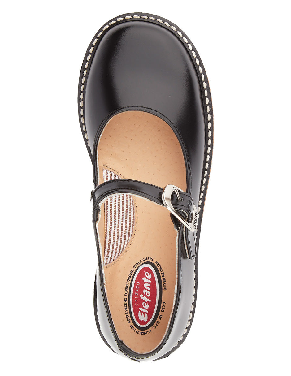 Zapato escolar Stitcher color negro para niña – Elefante (vista 3)