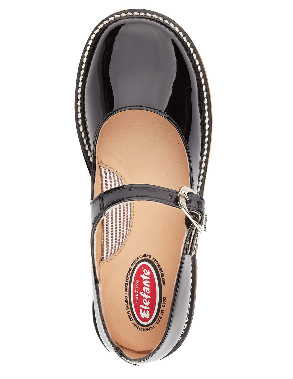 Zapato escolar Stitcher color negro para niña – Elefante (vista 3)